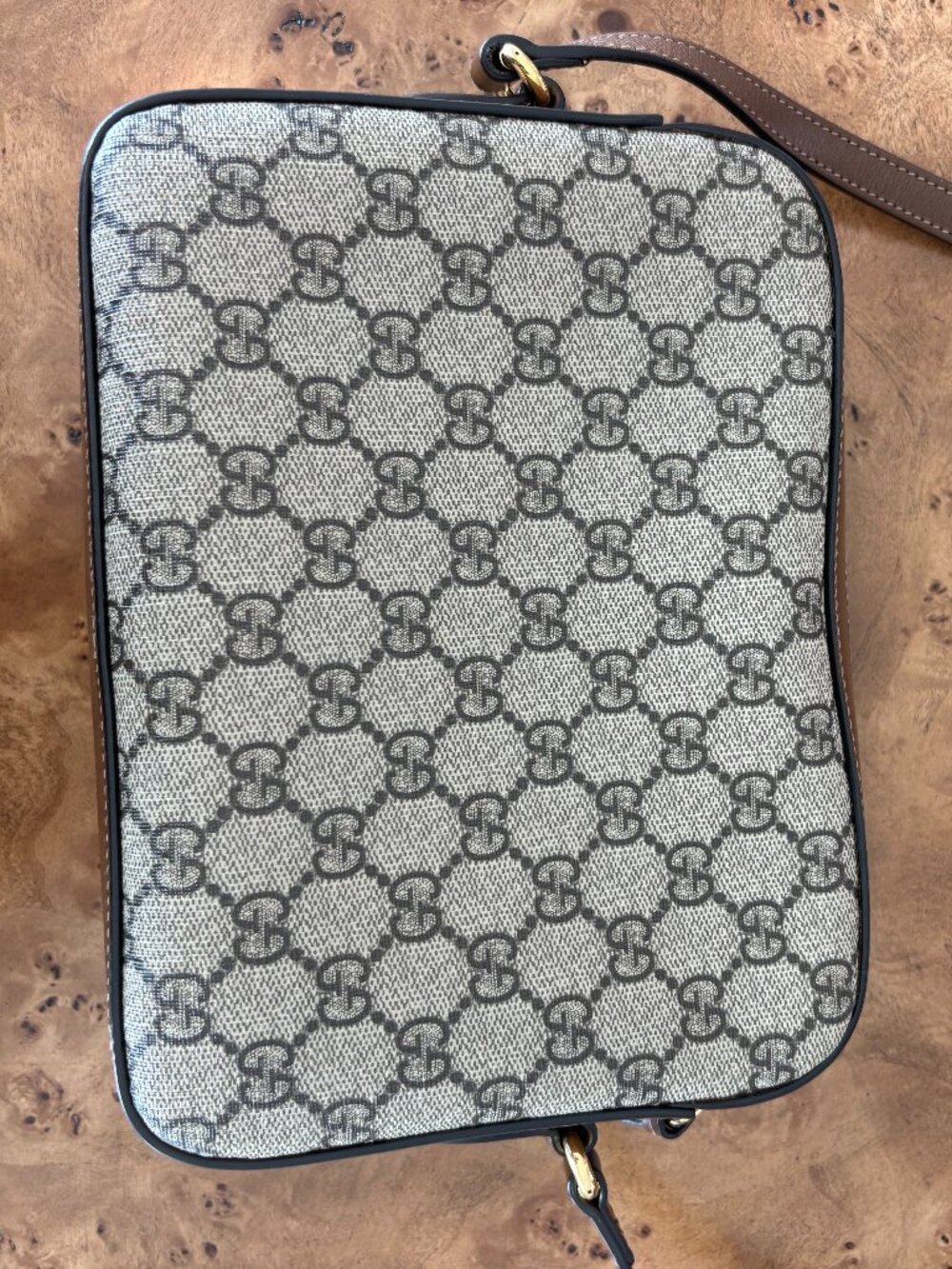 Gucci GG Supreme Monogram Small Horsebit 1955 Shoulder Bag Beige Brown Sugar - Picture 13 of 16